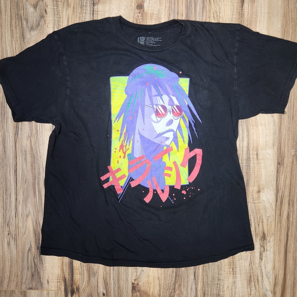 Whirlwind XL Black Graphic Tee – Vaporwave Anime Streetwear Style